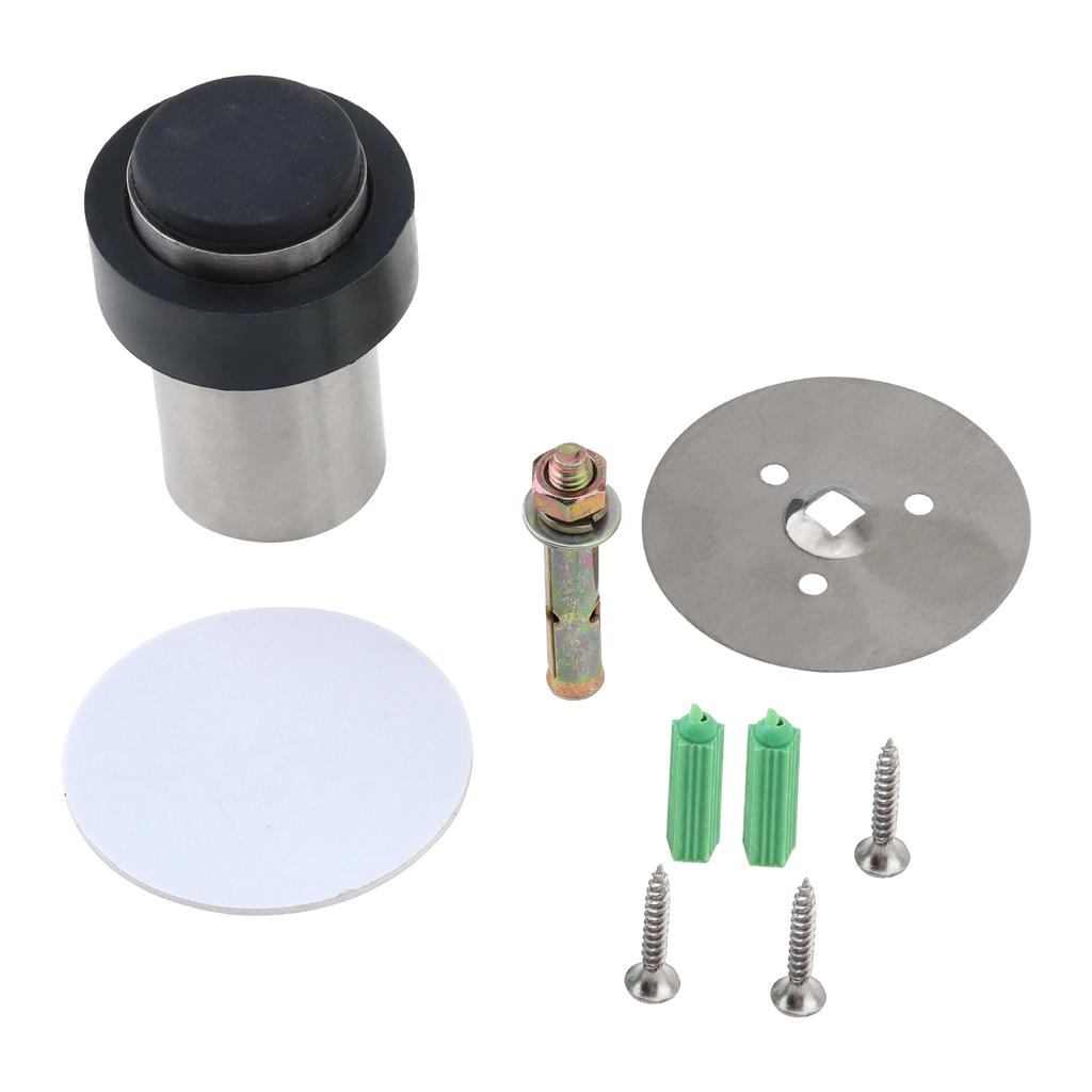 Silver Stainless Steel Floor Door Stop Cylindrical Wall Protector Heavy Duty Universal Bottom Top Mount