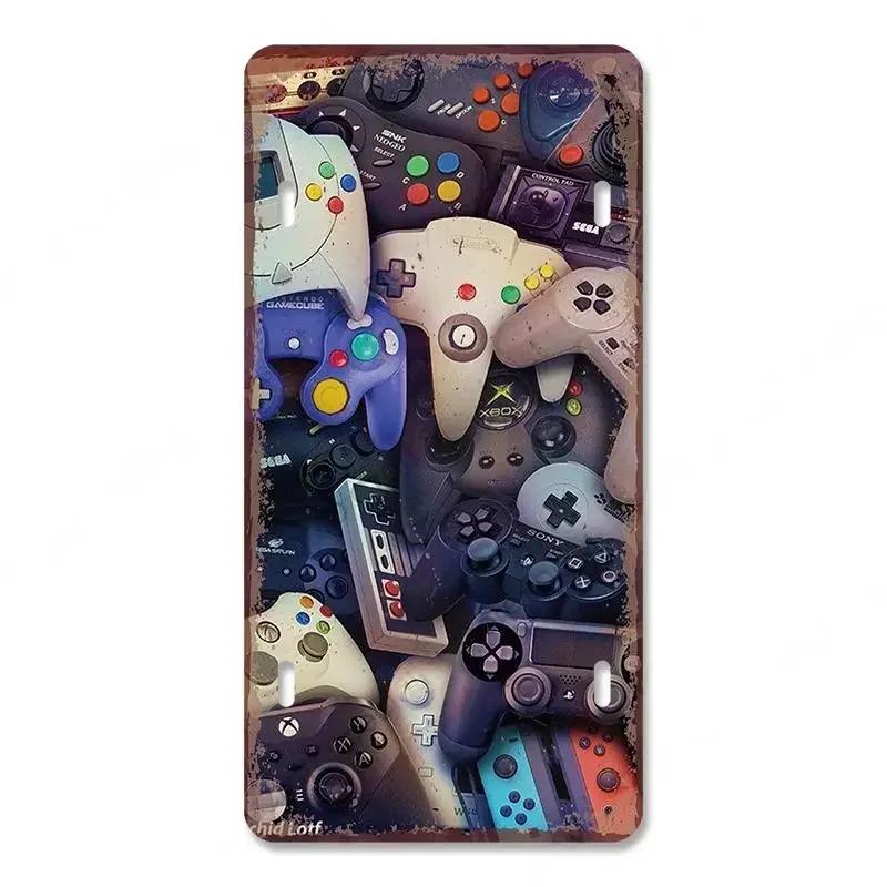 Vintage Video Game License Plate Metal Sign Playstation Gamer Metal Tin Poster For Boys Play Room Workshop Home Wall Art Decor
