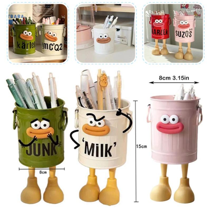 Cartoon Pen Holder Round Vertical Pencil Holder for Office Home Study Desktop Accessories Storage Organizer for Pens Erasers Crayons