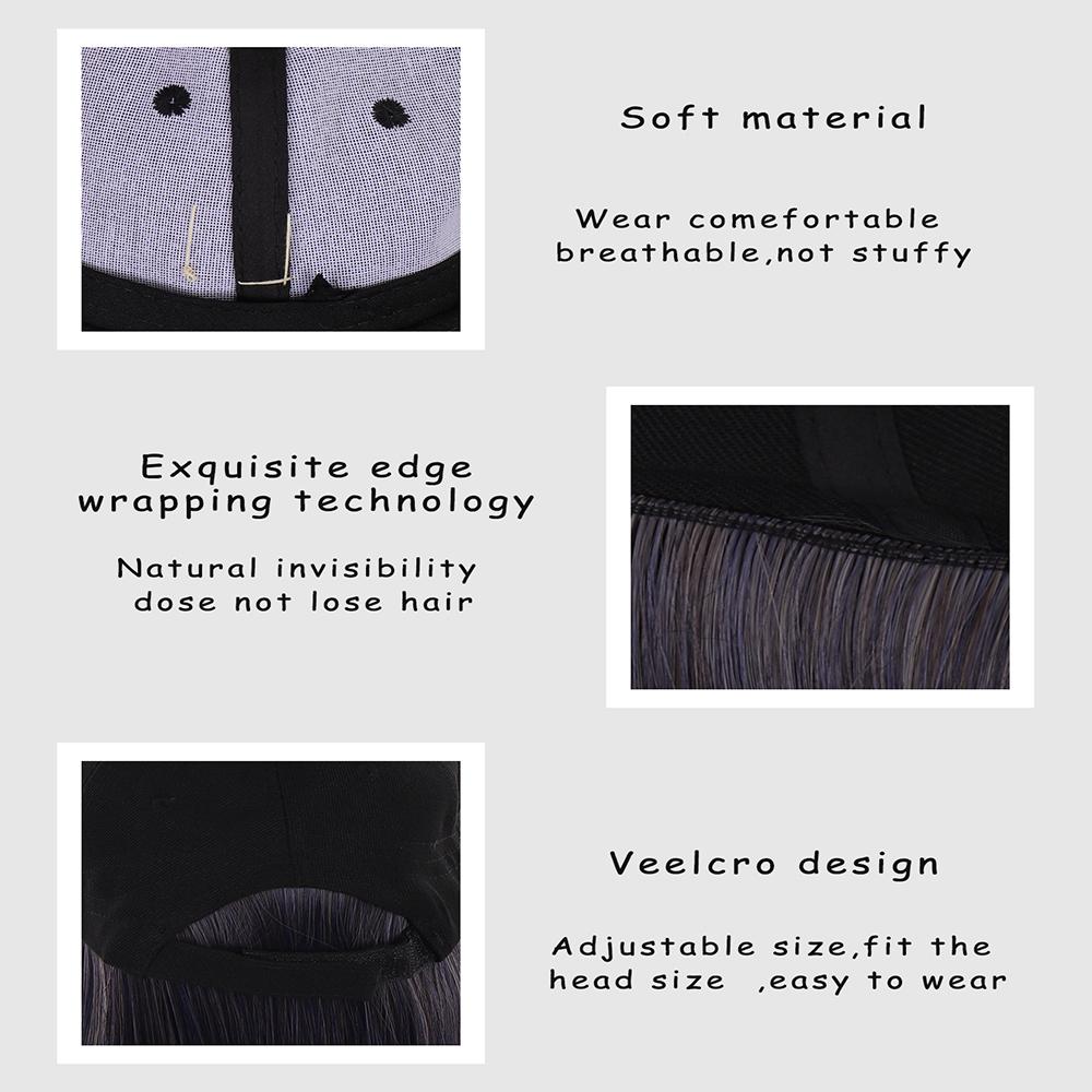 Perucă de pălărie lungă cu litera R șapcă de baseball dintr-o singură bucată perucă de pălărie reglabilă pentru femei rezistentă la temperaturi ridicate