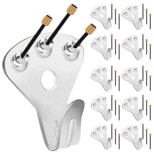 10-Piece Wall Hooks, Plasterboard Pins, 34kg Weight Capacity, Strong, Nailed, Picture Frame Hooks, Wall-Mounted Hooks, Durable Hanging Hardware for Di