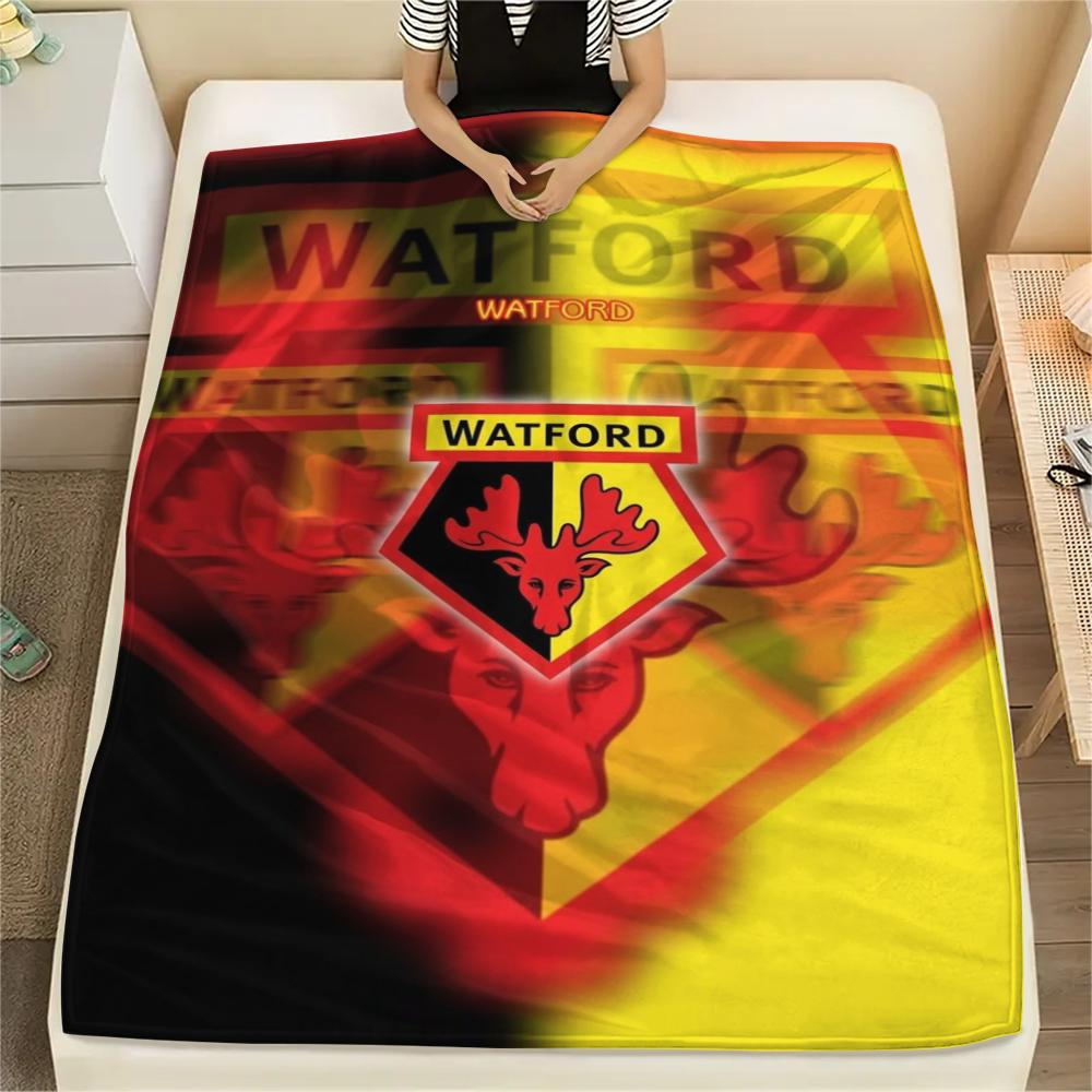 1PC Watford FC Print Flannel Blanket, High quality Comfortable for All Seasons, Home Decor, Warmth and Comfort, Perfect for Christmas Gifts