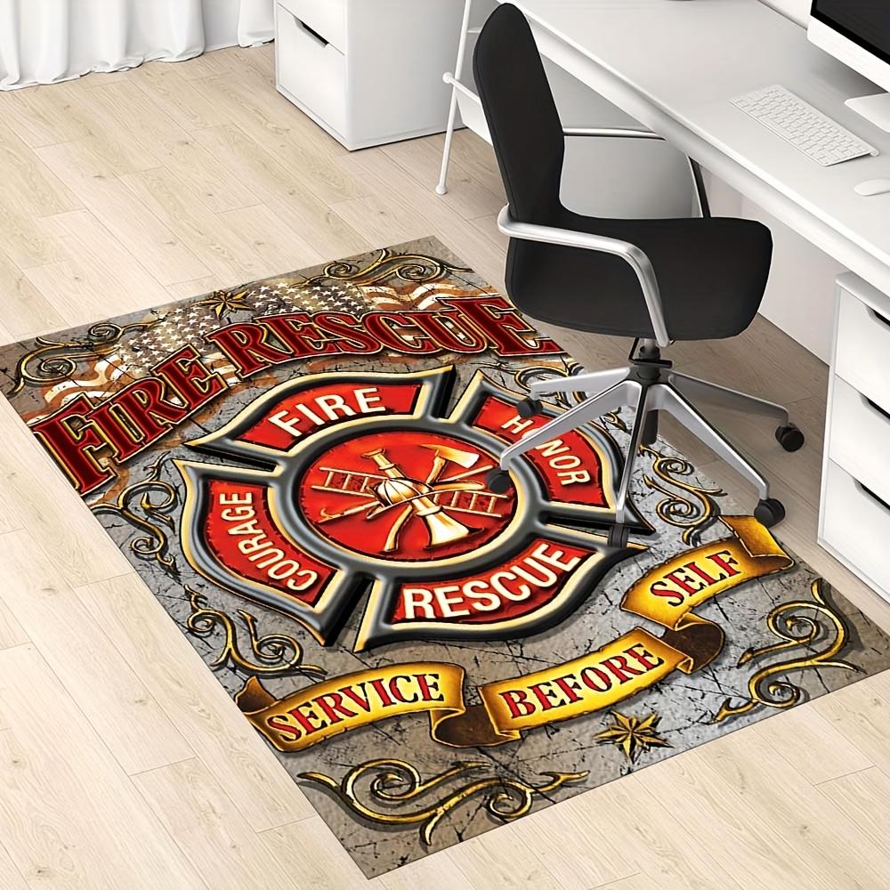 

Firefighter Rug Crystal Velvet Non-Slip Polyester Mat for Living Room & Bedroom, Fire Rescue Design Decor 50x80cm