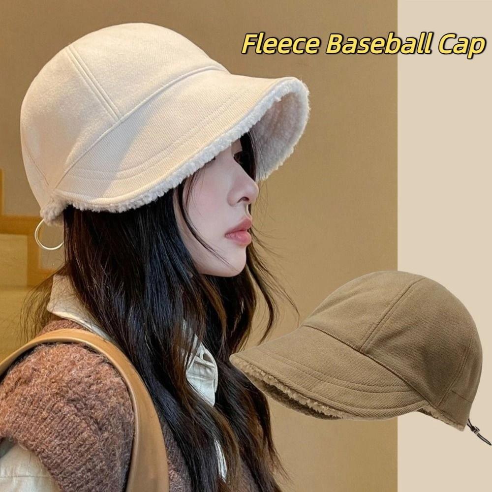Wide Brim Fleece Baseball Cap Soft Winter Peaked Cap Cute Warm Cap Skiing
