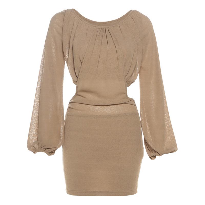 

Летнее новое модное платье с открытыми плечами, с низким вырезом, сексуальное, с вырезами, женская одежда L коричневый