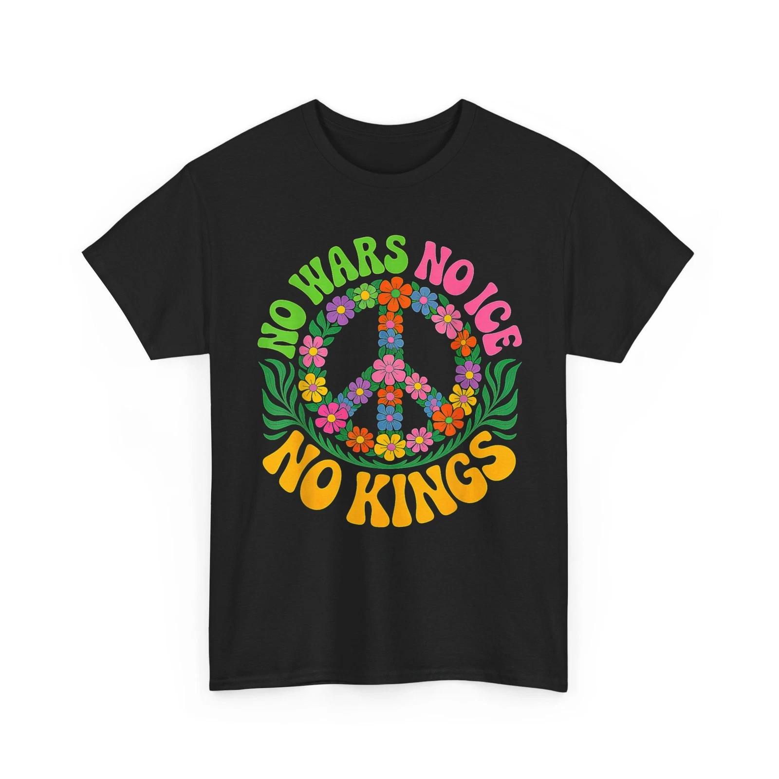 No Wars No ICE No Kings Retro Vintage Floral T-Shirt XL