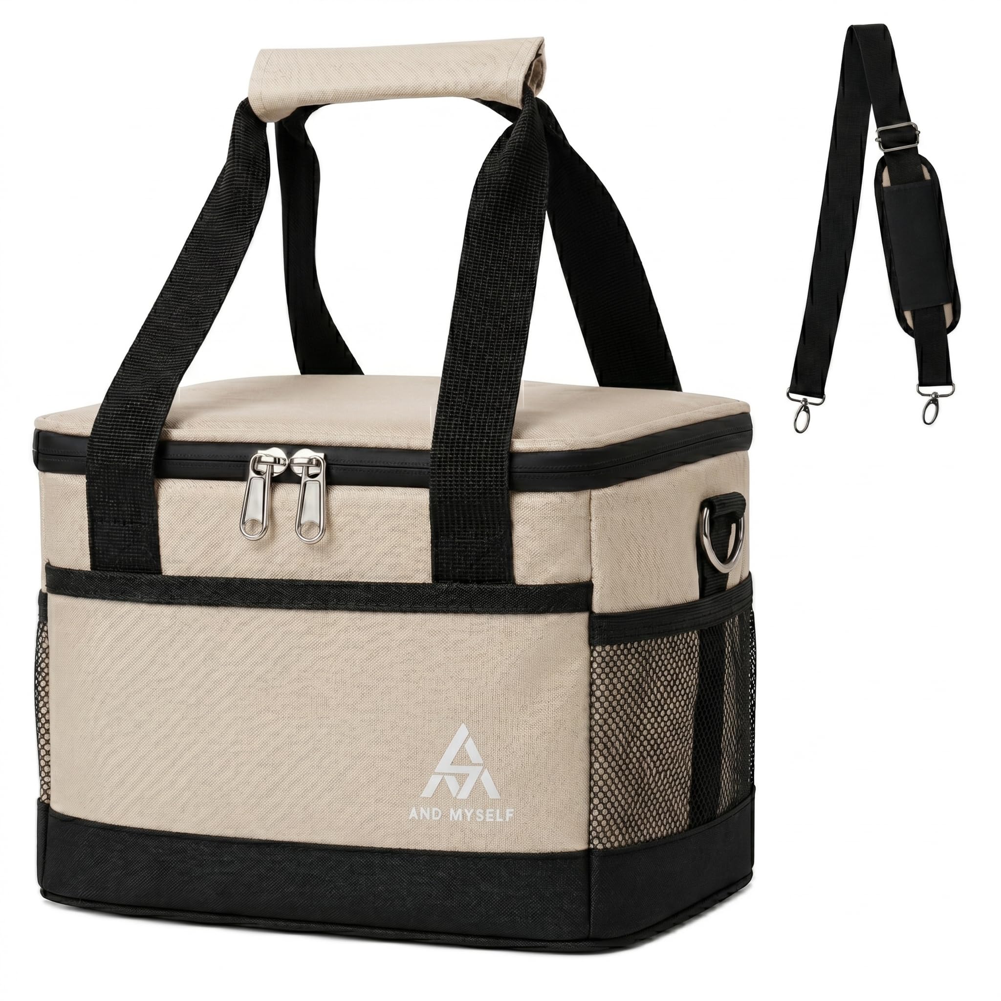AND MYSELF Cooler Soft Cooler Solo Insulated Soft Box, Small, Lightweight, Box, Camping, Camping, Bag, Cooler, 5L/10L/15L (Beige (5L))