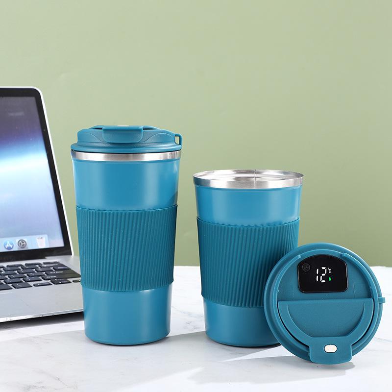 Přenosný izolovaný kožený hrnek na kávu - nerezová ocel 304, ideální do auta nebo na dárky