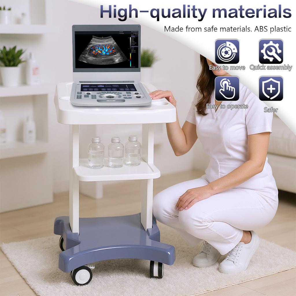Medical Trolley Cart with Wheels Mobile Ultrasound Cart Beauty Storage Utility Cart for Dental Clinics Hospitals & Beauty Salons