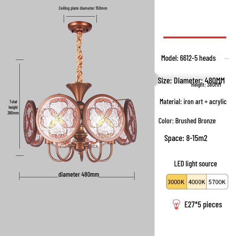 2025 French Retro Chinese Style Chandelier for Master Bedroom & American Study