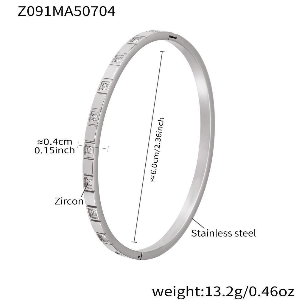 Light Luxury, High-end, Niche Geometric Fashion Zircon Bracelet, Stainless Steel Women's Bracelet Combination