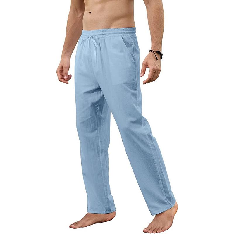 

Men s Cotton Linen Pants Loose Breathable Casual Solid Color Long Pants Large Size Streetwear Fitness Lightweight Yoga Trousers 3XL