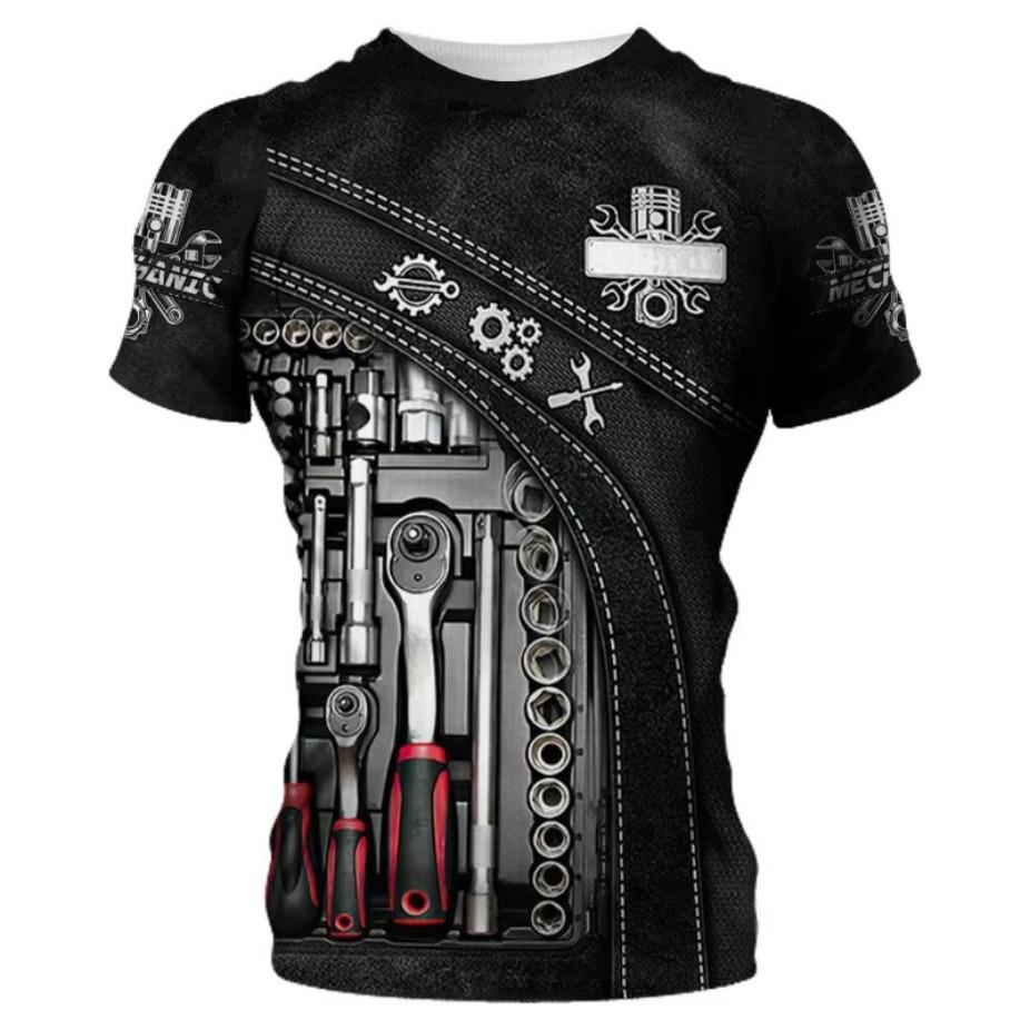 Mechanic Shirt Men's T-shirt Mechanical Tools 3d Print Kid Short Sleeve Summer Women Tops Oversized Fashion Men Clothing Tshirt