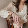 Pre-spring Shirt New Korean Puff Sleeves Cut-out Lace Collar Doll Shirt Lace Base Shirt Women's Top