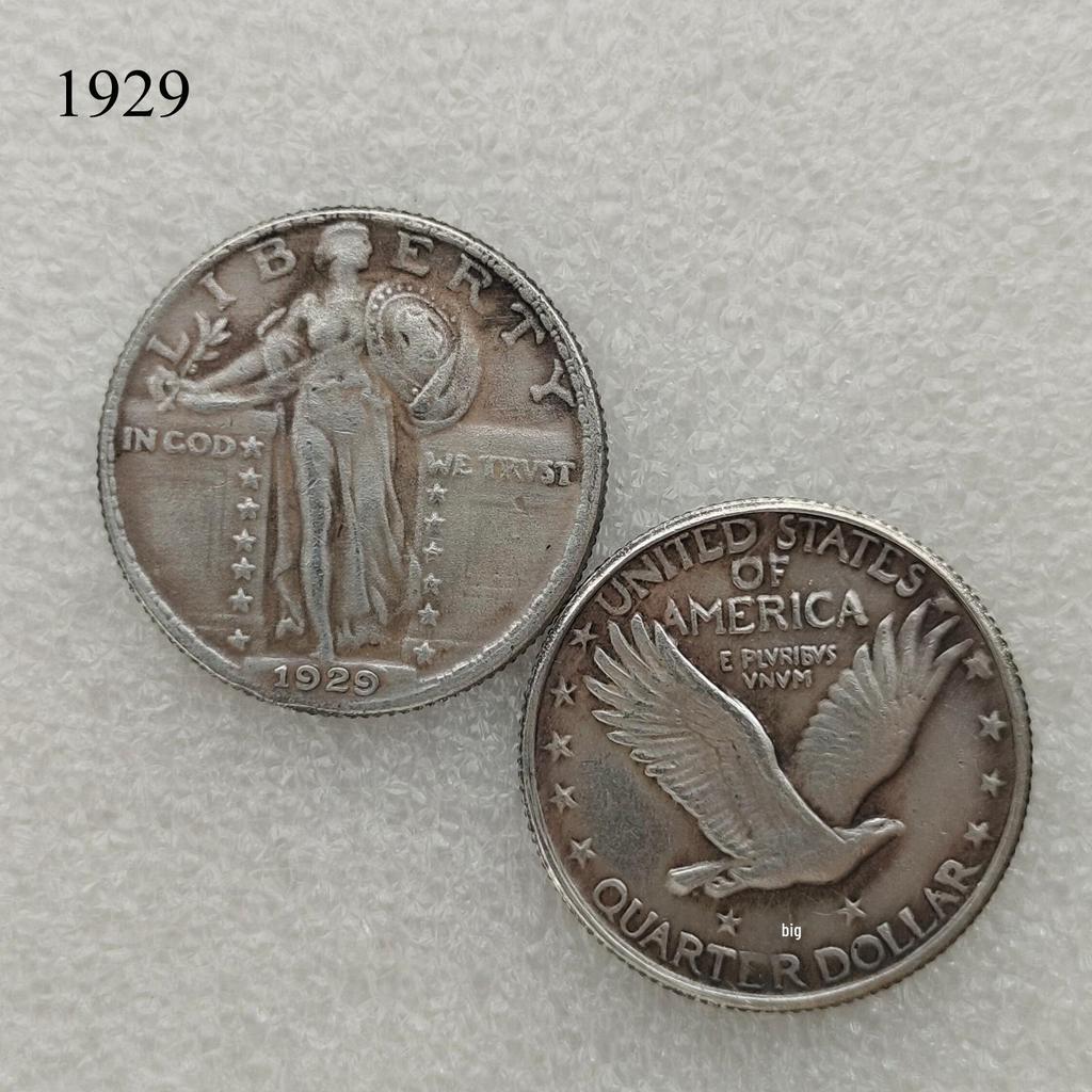 Antique American Liberty 25 Cents Coin, 1916-1930, Optional Brass or Silver Plated
