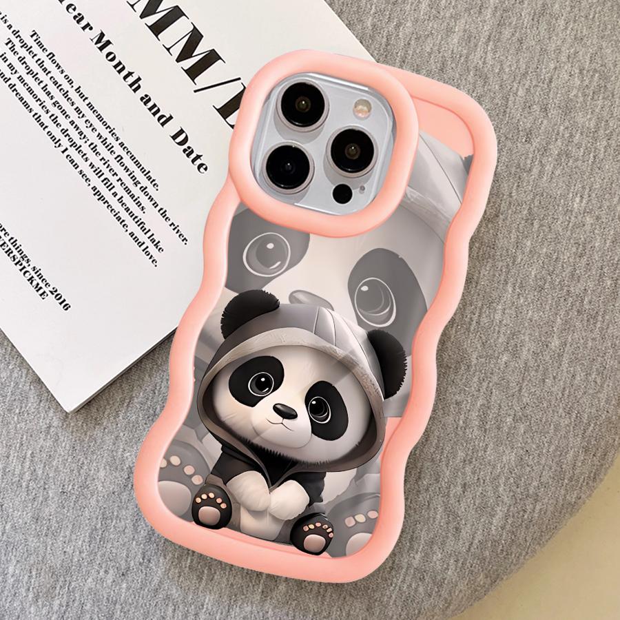 Case for iPhone 8 17 Air 13 14 11 XR 16 Pro Max 12 15 Plus Soft Phone Cover Cute Panda