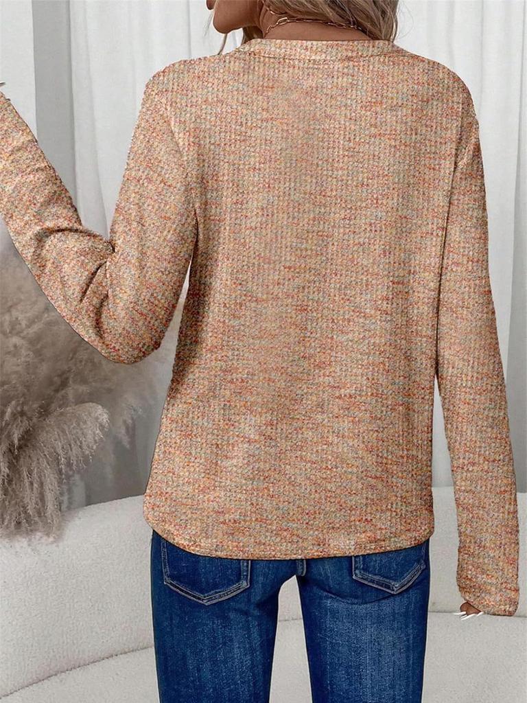 2025 Spring/Autumn Women's V-Neck Long Sleeve Pullover Top - Fashionable & Versatile