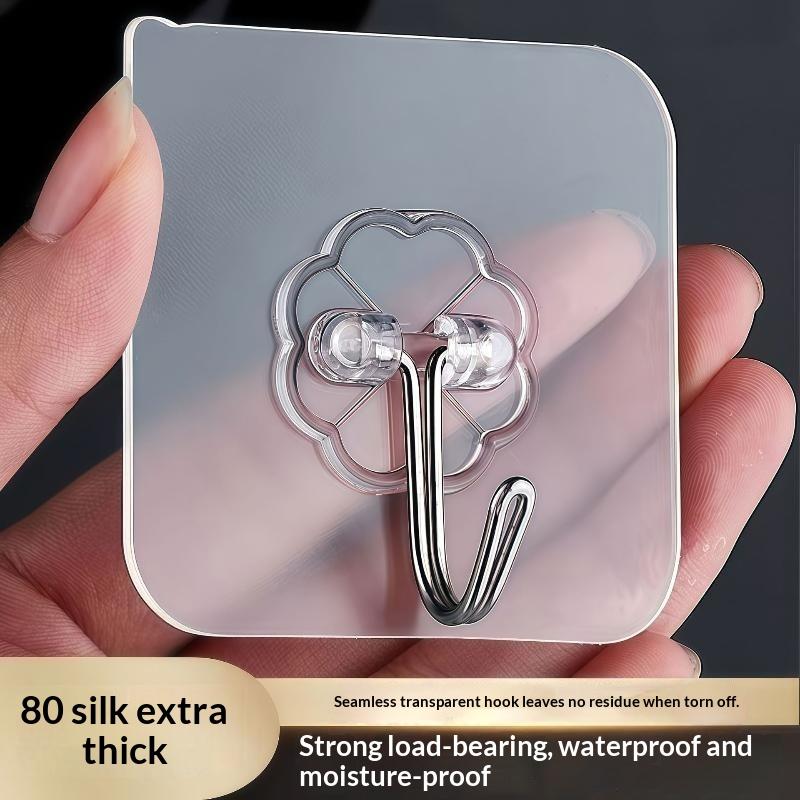 1Pcs Transparent Self Adhesive Wall Hooks Multipurpose Key Towel Holder For Kitchen Bathroom