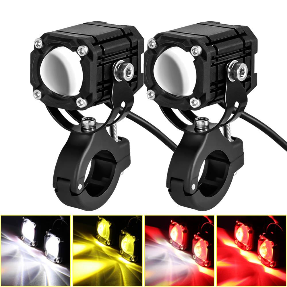 

Светодиодные фары для мотоцикла 12 В-24 В четырехцветные + луч вспышки высокой яркости светодиодный вспомогательный прожектор для мотоцикла с трубным зажимом прямой