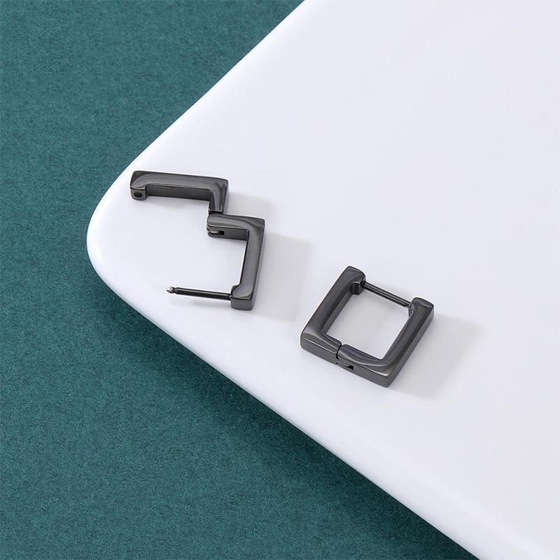 4 Pairs Multiple Styles Punk Black Stainless Stud Earrings For Men and Women Gothic Street PopHip Hop Street Ear Jewelry Gifts