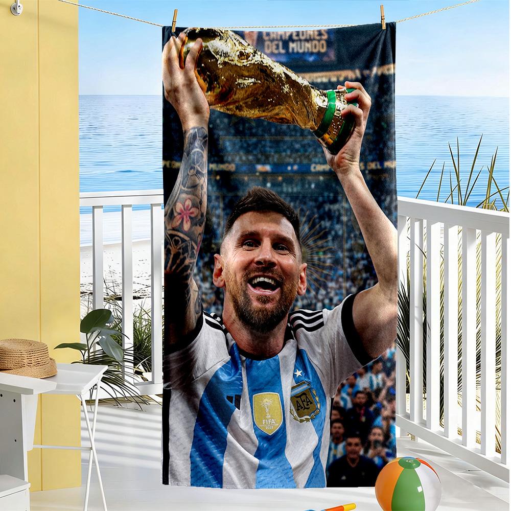 Messi Strandtuch Weich Langlebig Schnelltrocknend Bequem Leicht Ideal für Reisen, Outdoor, Schwimmen, Pool, Yoga, Surfen, Camping, Wandern, Fitnessstudio, Geschenk, Urlaub