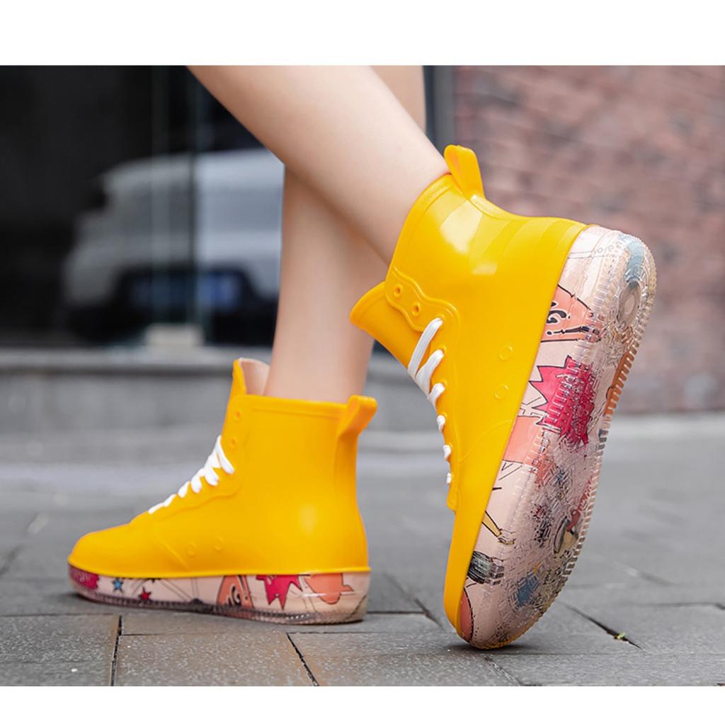 Fashion Graffiti Rain Shoes Men's and Women's Short Tube Outer Wear Adult Rain Boots Non-slip Waterproof Boots Rubber Shoes