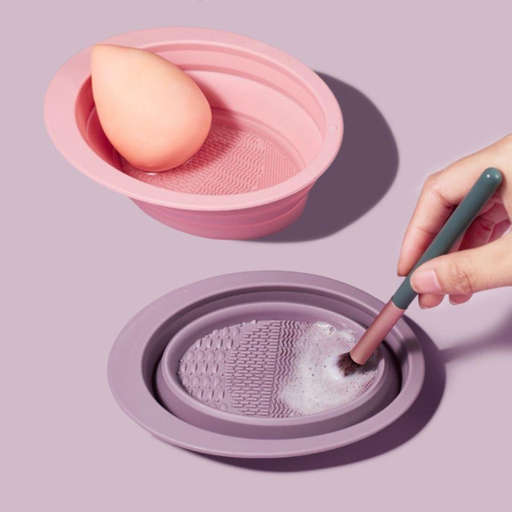 Silicone Makeup Brush Cleaning Bowl Foldable Cosmetic Brush Cleaner Makeup Brush Cleaning Mat Cosmetic Holder Multifunction