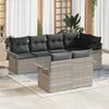 Garden Sofa Set with Cushions 7 Pcs Light Grey Poly Rattan