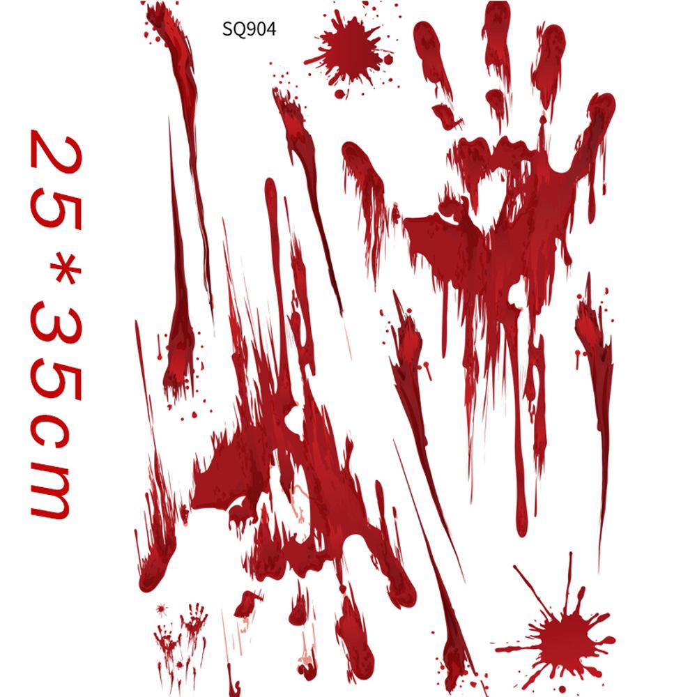 Halloween Horror Decoration Blood Handprint PVC Stickers Foot Handprint Wall Shopping Showcase Glass Window Transparent Stickers
