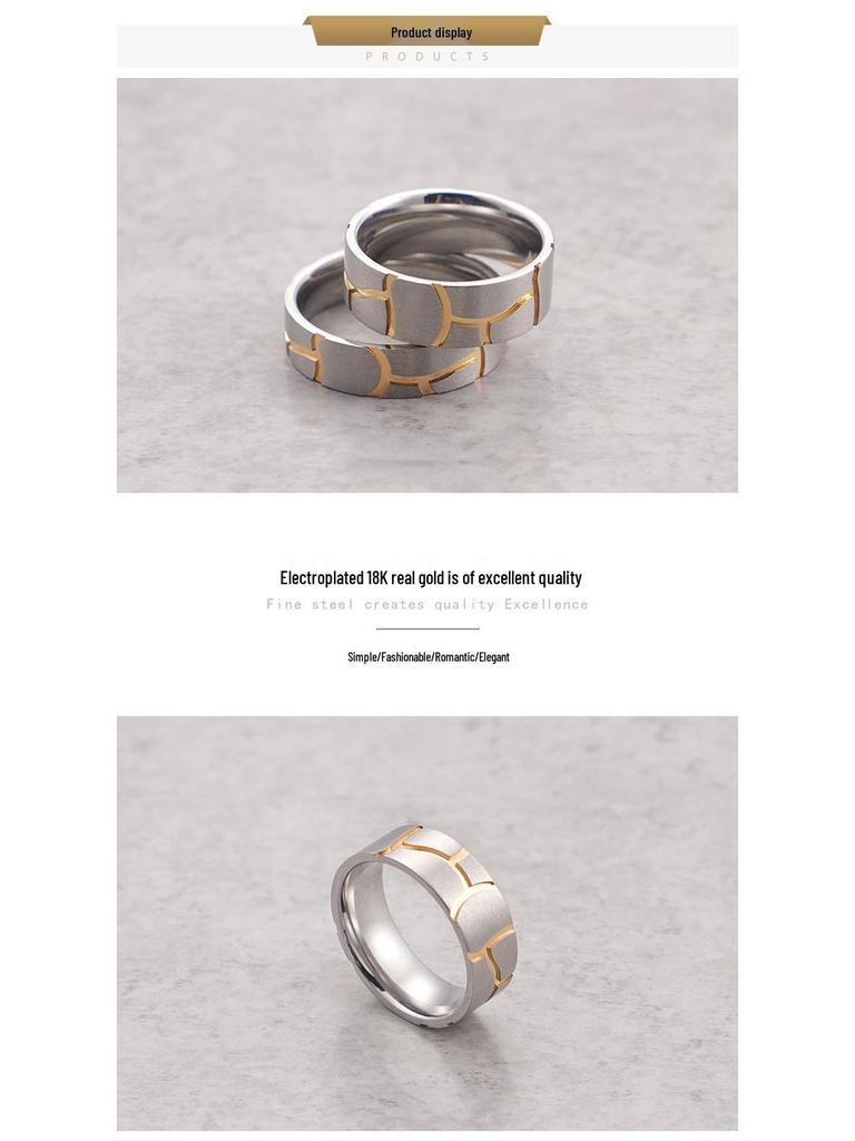 Titanstahl Zweifarbige Partnerringe – Gravierbarer Koreanischer Modeschmuck für Männer und Frauen.
