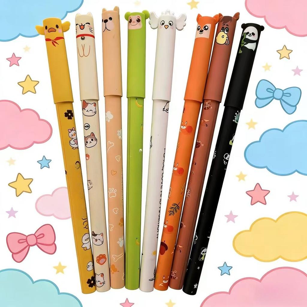 8 Pezzi Penne Gel Cancellabili a Forma di Animale con Punta da 0,7 mm per Scrittura Fluida e Traccia Chiara. Pratica e Divertente, Penna Cartone Animato