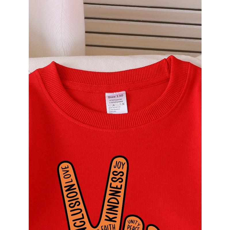 European sizes Kids' Casual Sweatshirt Printed Round Neck Pullover, Peace Love Kindness Inclusion Joy, Casual Comfortable