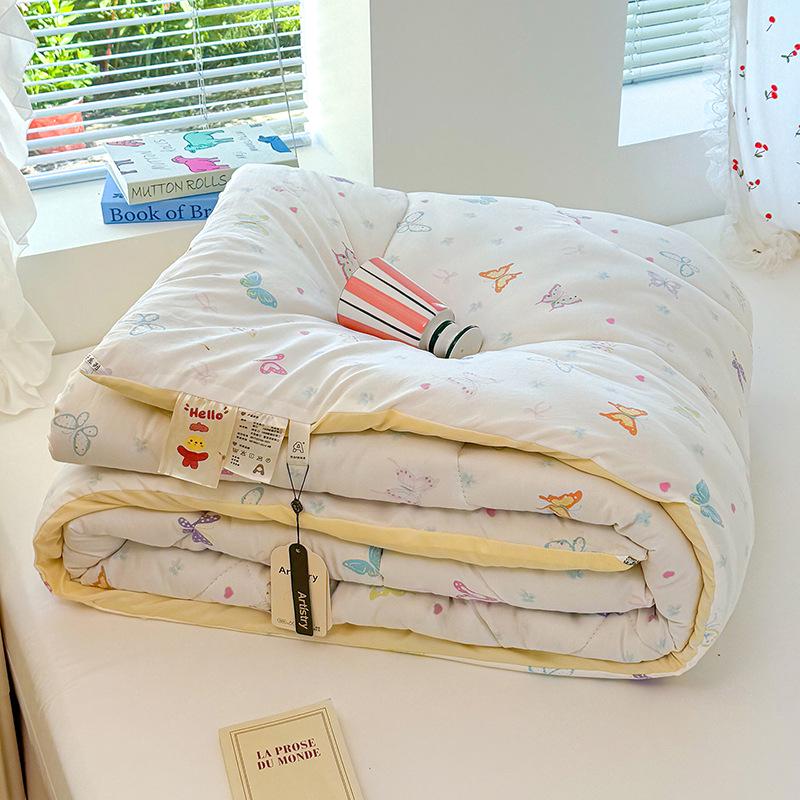 Class A Double-layer Gauze Washed Cotton Quilt - Thickened and Warm for Winter and Spring (3-4 lbs) Single Quilt Core