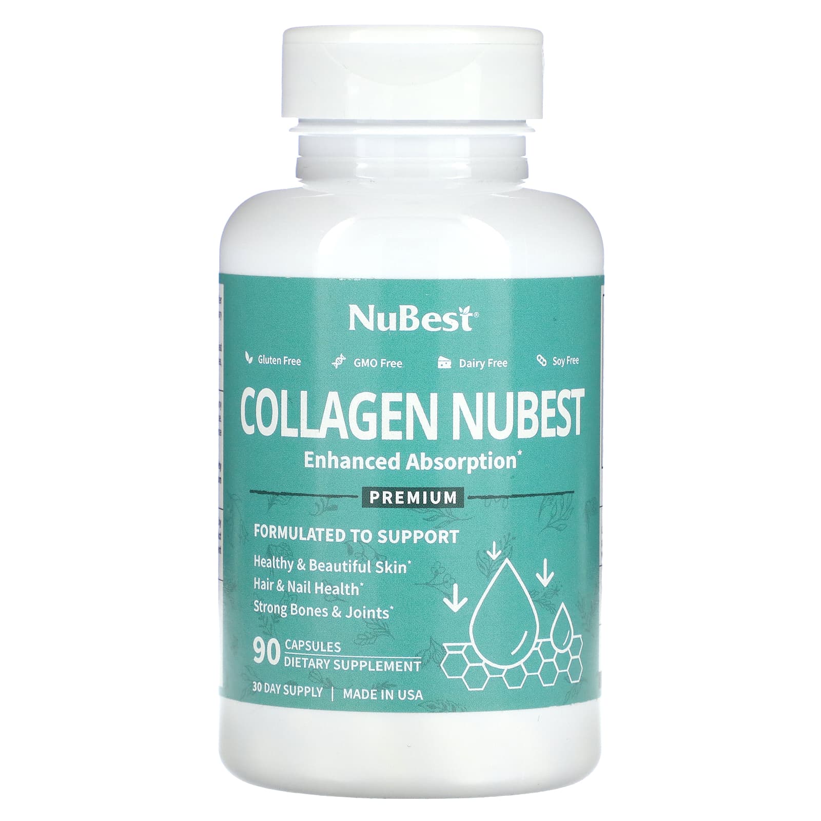 

Premium Collagen Nubest, Enhanced Absorption, 90 Capsules (500Mg per Capsule)