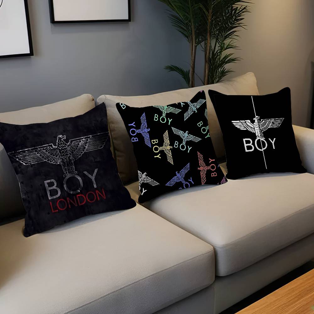 Classic B-Boy L-London Logo Pillow Covers Cartoon Sofa Decorative Home Double-Sided Printing Short Plush Cute Cushion Cover