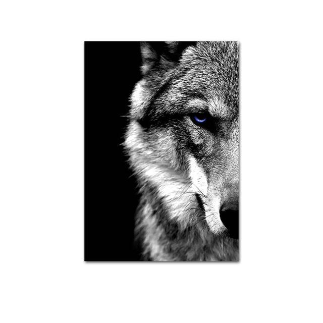 Wall Art Picture Wolf Head Animal Poster Nordic Style Black White Canvas Print Painting Scandinavian Modern Home Room Decoration
