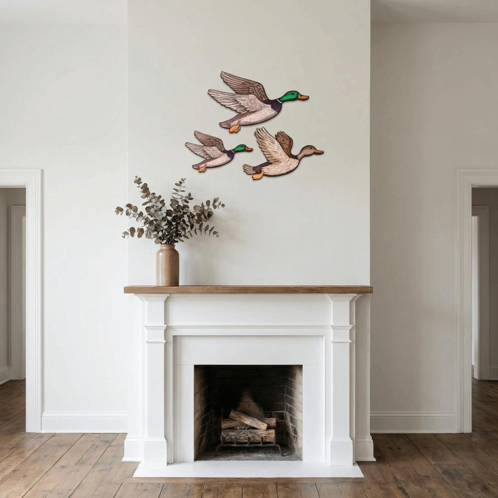 Retro Country Style Greenhead Duck Wall Art Exquisite Wooden Wall Decoration Plate Sweet Decoration Crafts Office