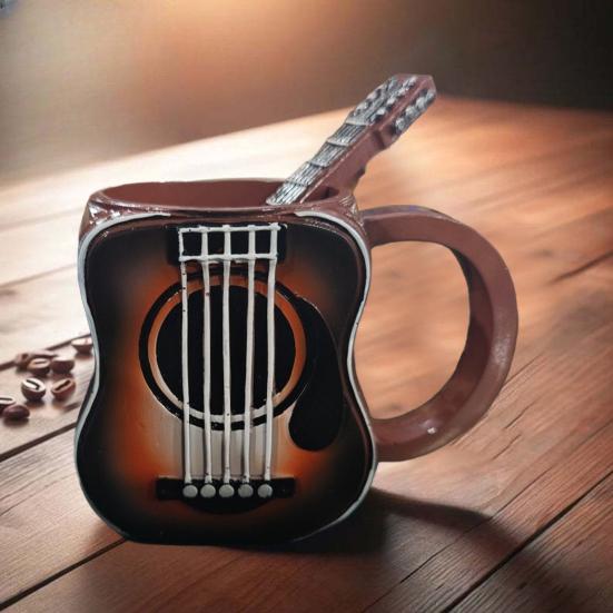 Musical Instrument Coffee Mug Ornament Guitar Piano Violin Drum Saxophone Electric Guitar Resin Mug Novelty Music Cup Gifts for Music Lovers Men Women
