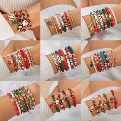 Set di Braccialetti Lettera di Natale Europei e Americani - Blocco Colori Creativo e Gioielli Regalo Babbo Natale