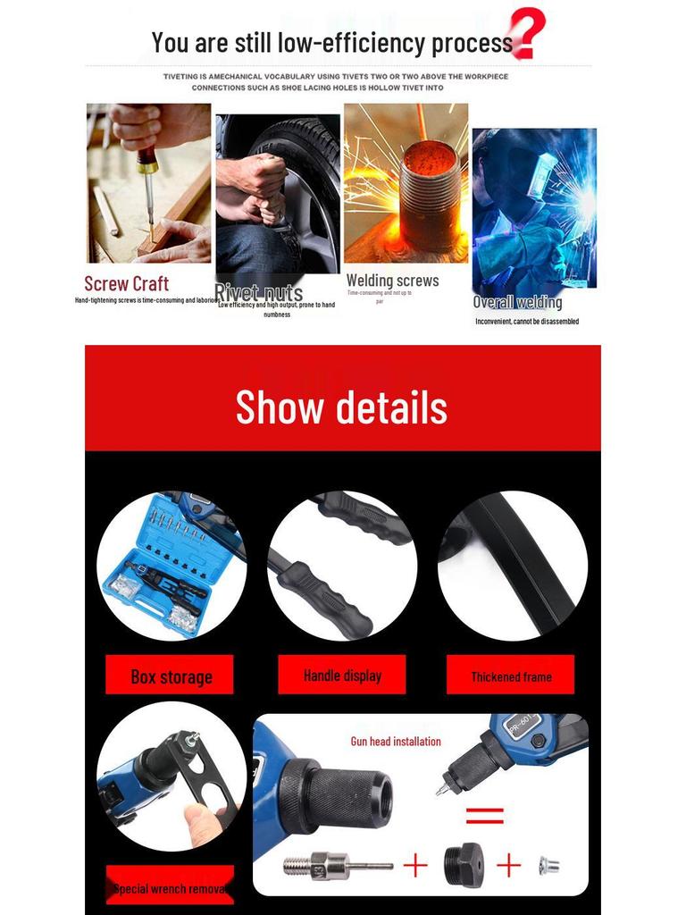 110pcs Manual Rivet Nut Tool Set, M3-M12 Threaded Nut Riveter