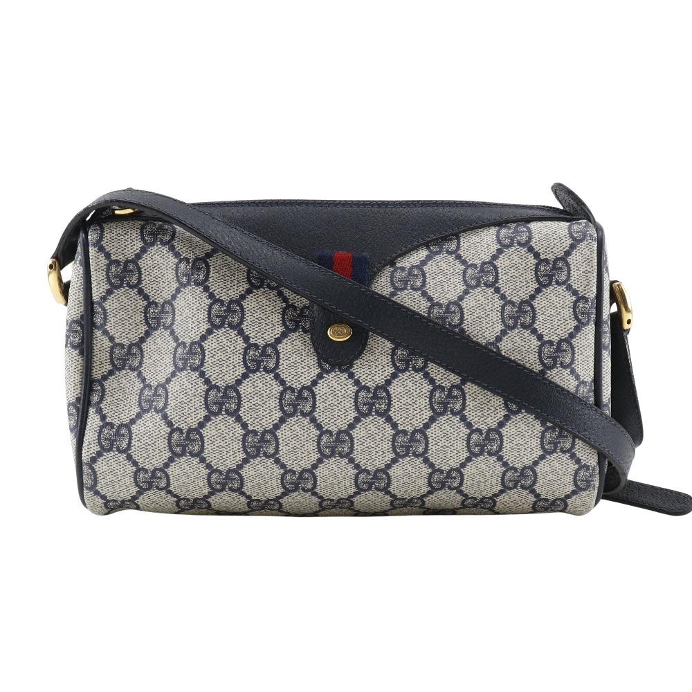 

GUCCI Sherry line Shoulder Bag Old Gucci Gray / navy GG plus Women Used