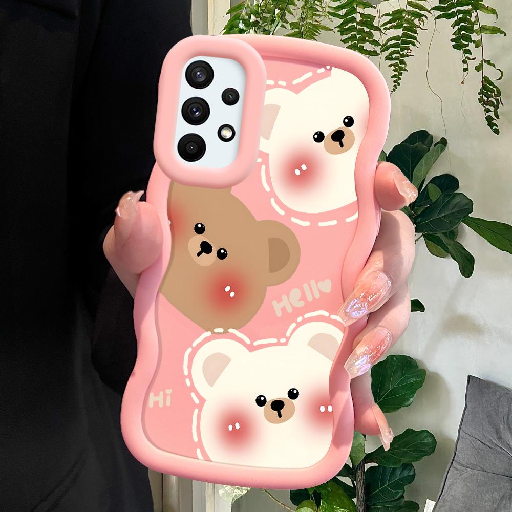 

Окрашенный узор Big Wave Edge Мягкий силиконовый материал Macaron чехол для телефона противоударный защитный резиновый чехол для Samsung Xiaomi Poco Redmi Redmi Note 13 4G розовый