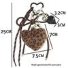 Leopard Plush Heart Keychain with Woven Tassel