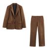 2025 Spring Women's Suede Effect Suit Jacket & Pants Set – European & American Style