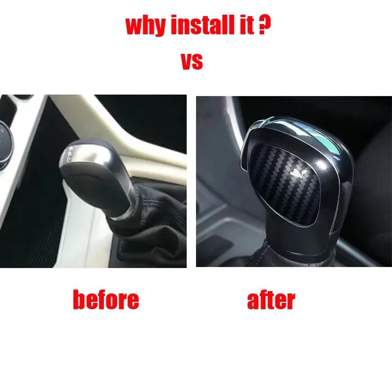 For Volkswagen T-Roc TROC 2017- ABS Console Gear Shift Box Knob Head Cover Molding Frame Trims Carbon Fibre Car Accessories