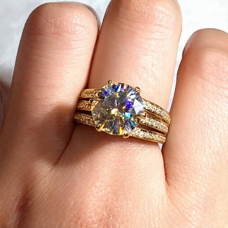 

Huitan Women Claws Design Ring Noble Party Gold Color/Copper Color Inlaid Bright CZ Trendy Versatile Wedding Accessories Zircon 9