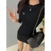 Bow Embroidered Short Sleeved T-shirt for Women In Summer Slim Fit Shoulder Up Student Round Neck Bottom Top Shirt