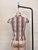 Women's Plaid Lapel Cropped Shirt, Slim-Waist Retro Streetwear for Summer