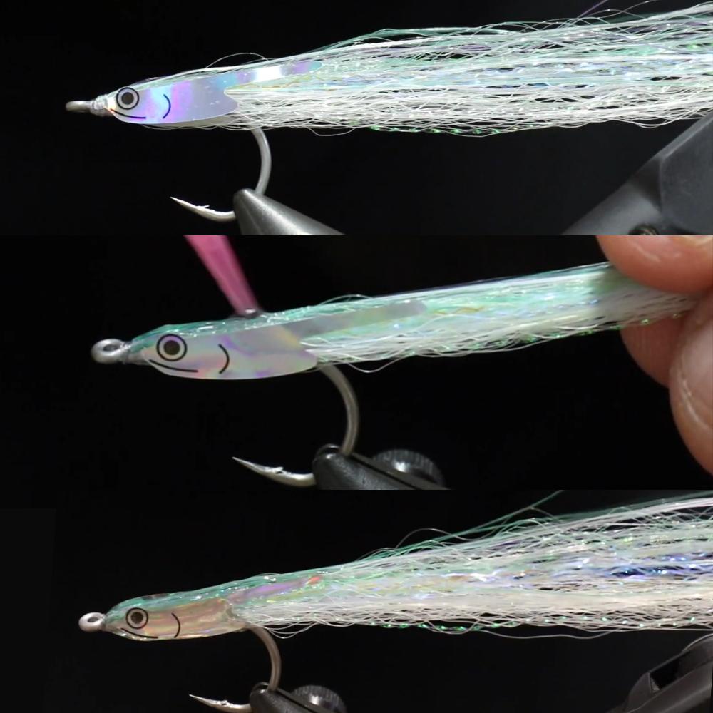 8 Paar Fleye Foils Fliegenbinde-Set Vorgeformte Fischseiten-Vinylmasken, Upgrade Künstliche Fischkopf-Aufkleber für Salzwasser-Fliegenfischen