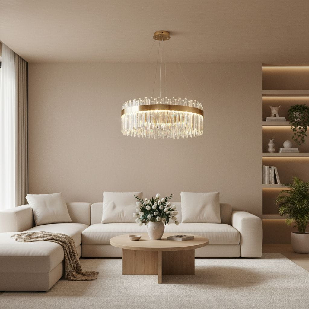Lux - LED crystal chandelier ring 80cm brass gold